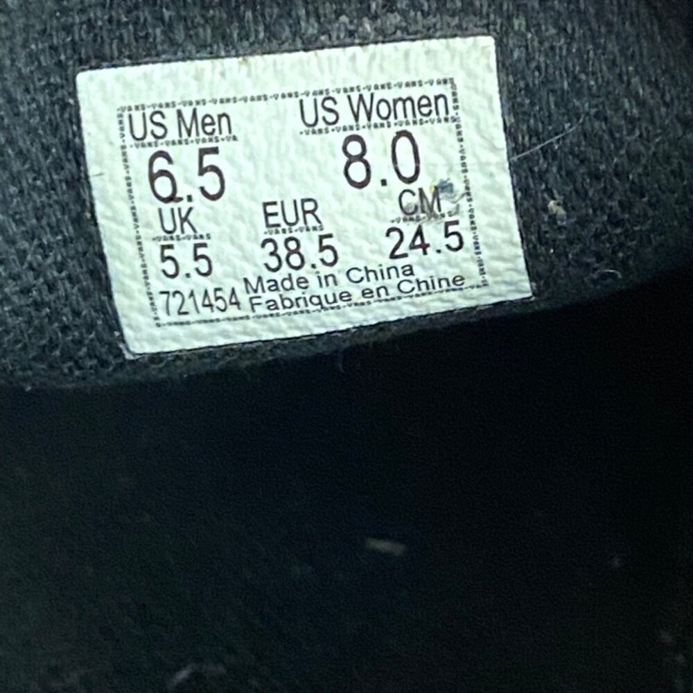 Vans Classic Leather and Canvas Slip On Black Gray Checker Sneakers Size 8 - Picture 6 of 6